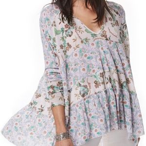 Free People Isabella Floral Tunic top scoop neck M